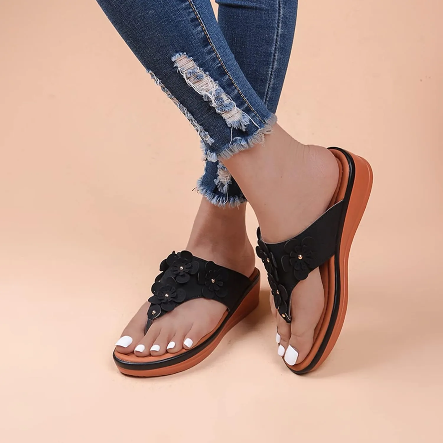 Women's Arch Support Sandals Woman Sandals Summer Diabetic Sandals for Men Wide Width Womens Hiking Shoes Orthopedic Slip Resistant Walking Shoes for Women Cute Black Sandals for Women