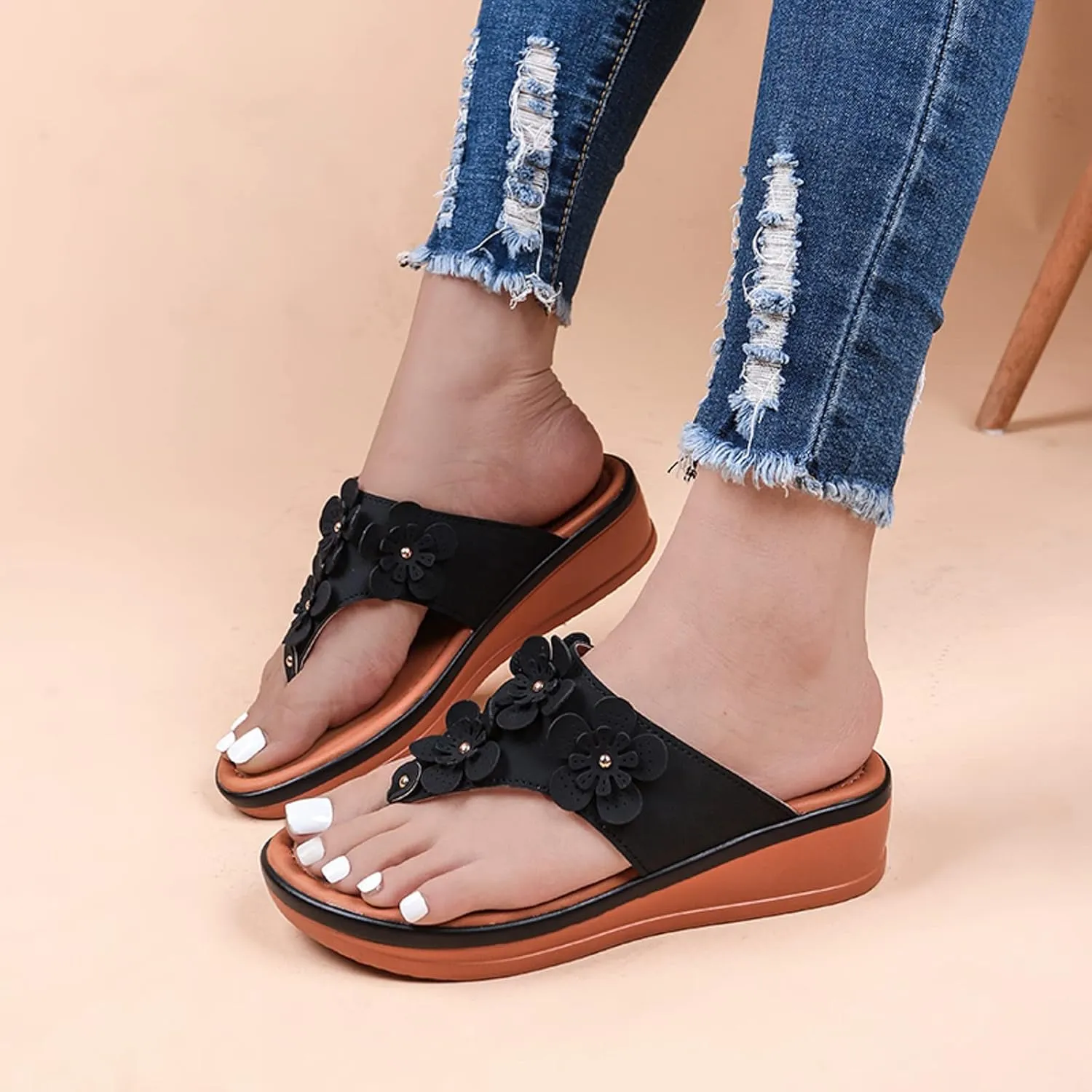 Women's Arch Support Sandals Woman Sandals Summer Diabetic Sandals for Men Wide Width Womens Hiking Shoes Orthopedic Slip Resistant Walking Shoes for Women Cute Black Sandals for Women