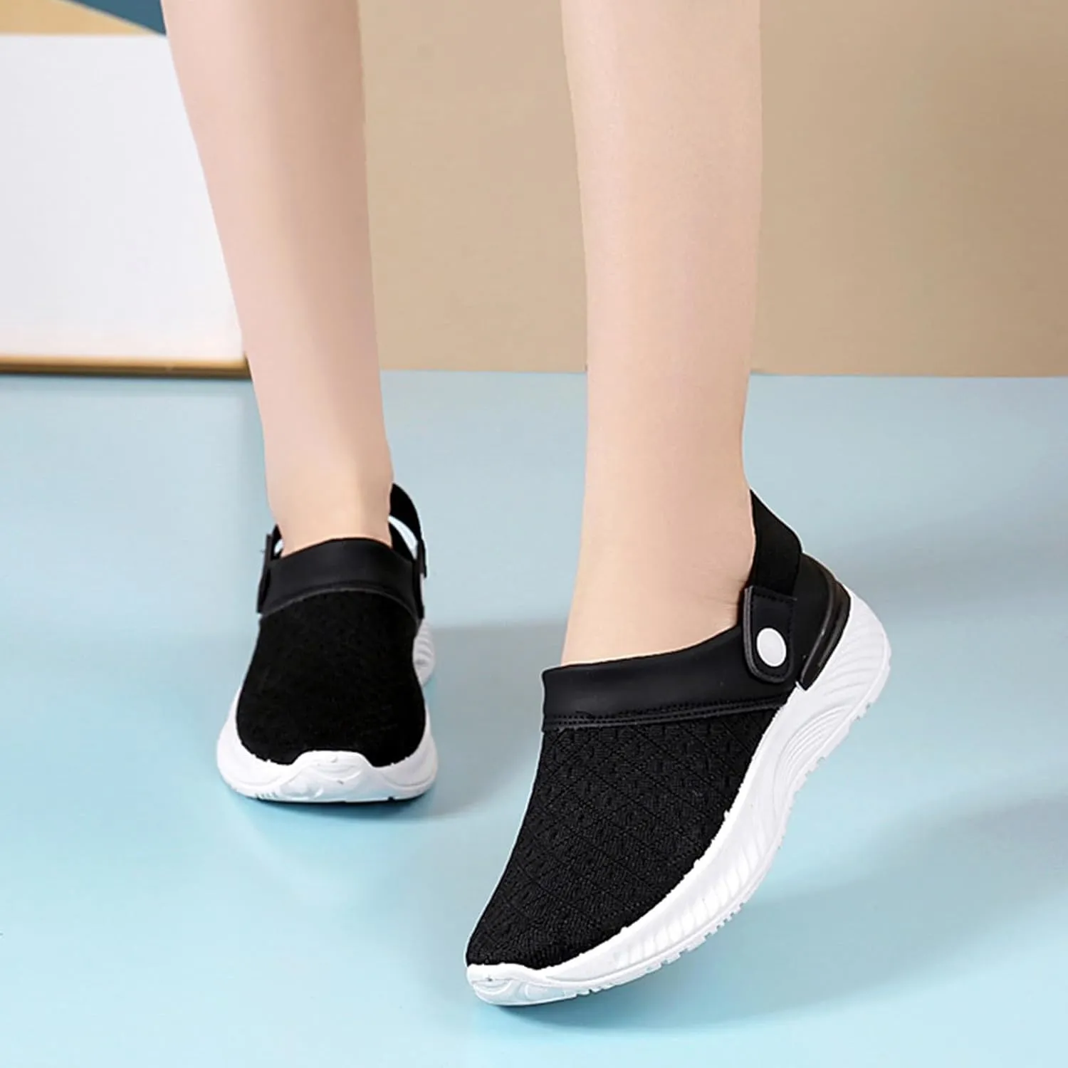 Women's Backless Slip on Mesh Sneakers Shoes Womens Running Shoes Comfortable Men Casual Dress Shoes Platform Sneakers Waterproof Tennis Shoe Cross Trainer Shoe