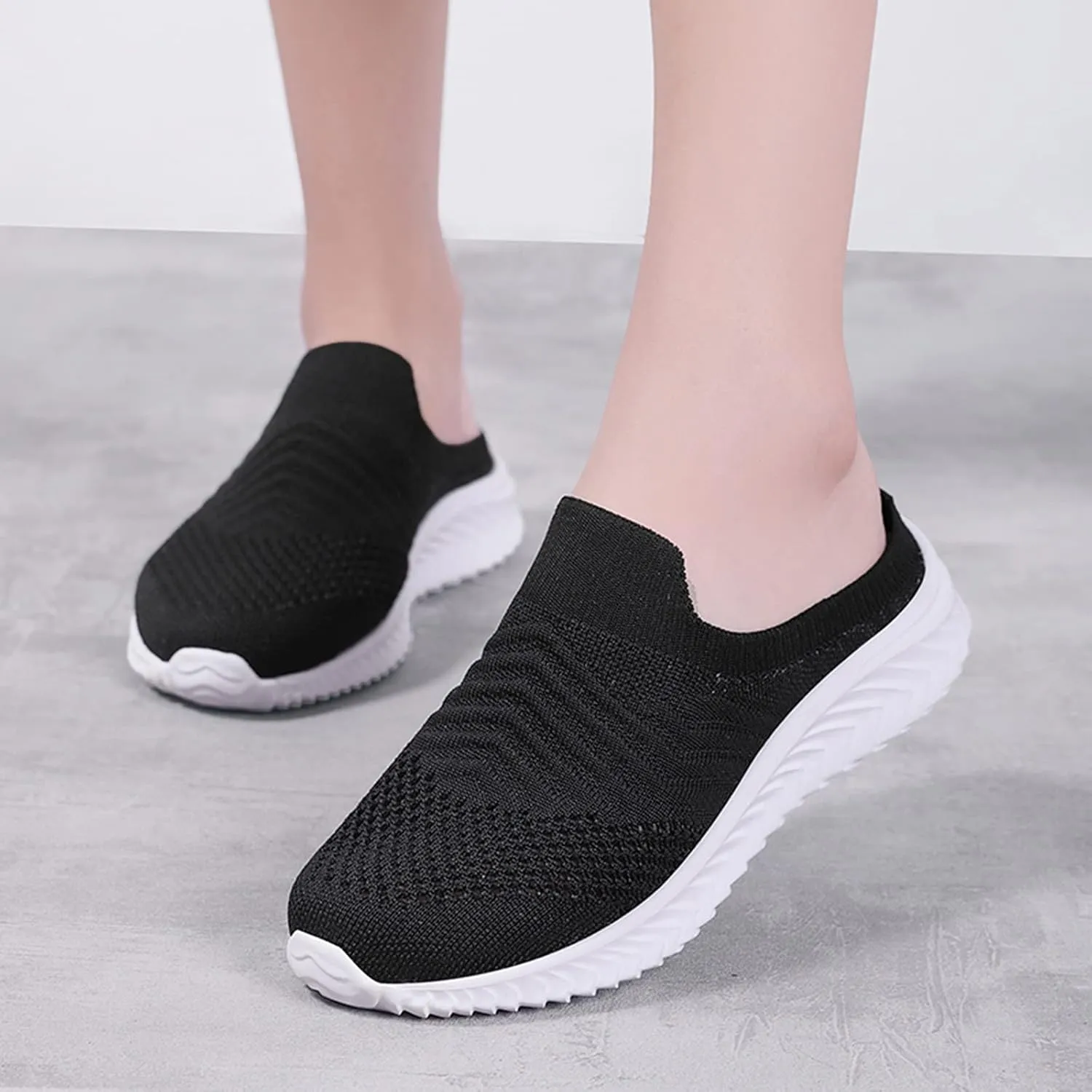 Women's Backless Walking Sneakers Summer Slip-on Tennis Shoes Men Slip On Men Shoes Casual Wedge Sneakers Waterproof Tennis Shoe Cross Trainer Shoe
