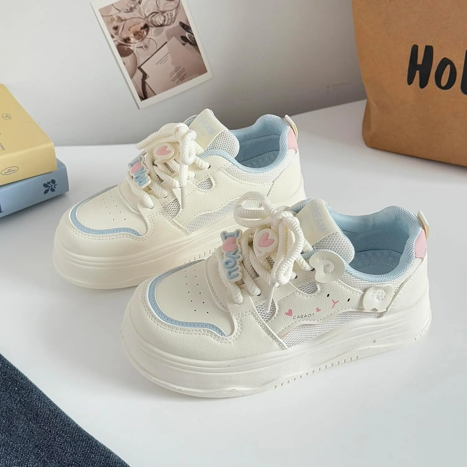 Women's Breathable Mesh Sneakers Y2K Lightweight Spring Summer Casual Shoes for Walking& College