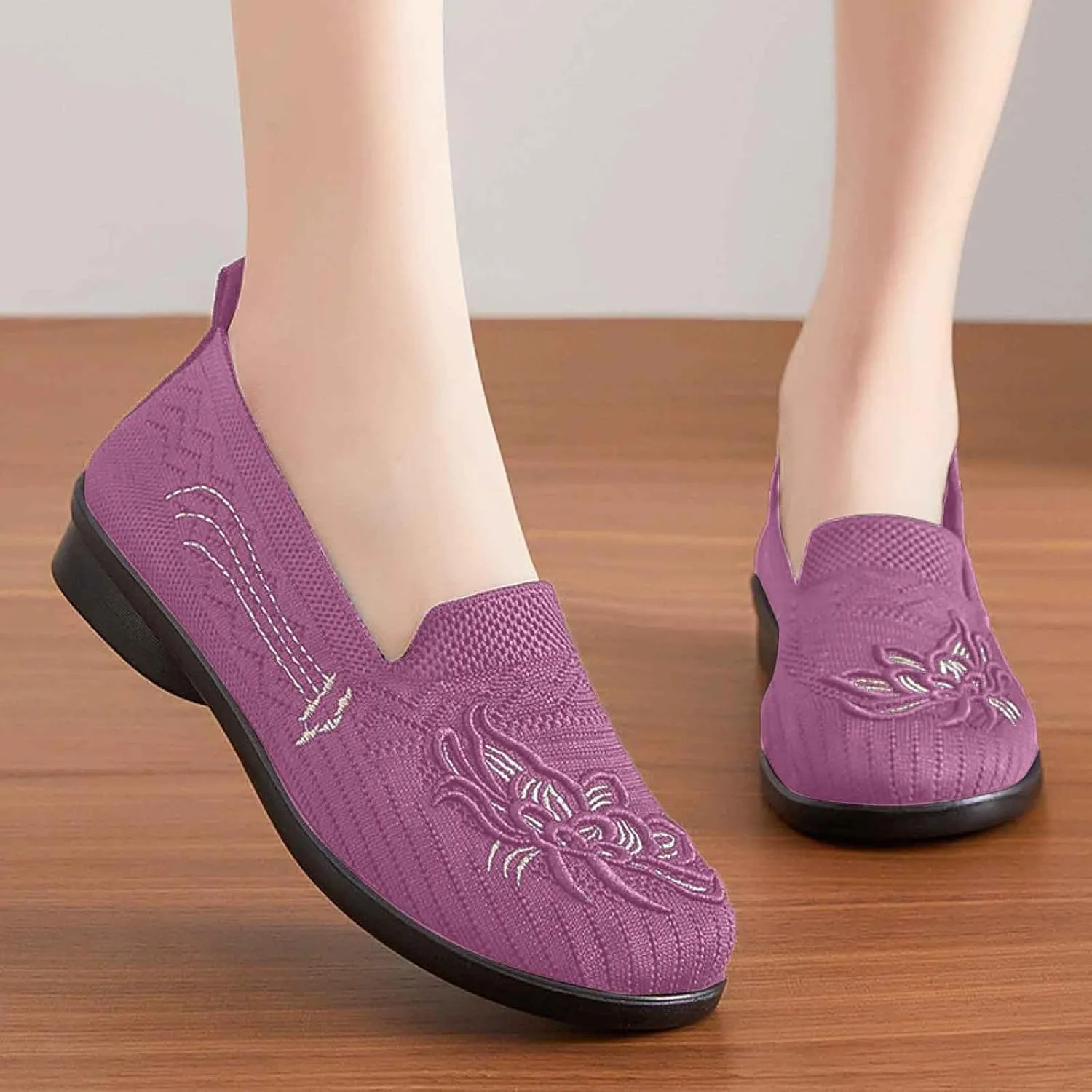 Women's Casual Slip On Shoes Breathable Low Heel Comfortable Walking Daily Spring Summer Fall Women Wedges Low Heel