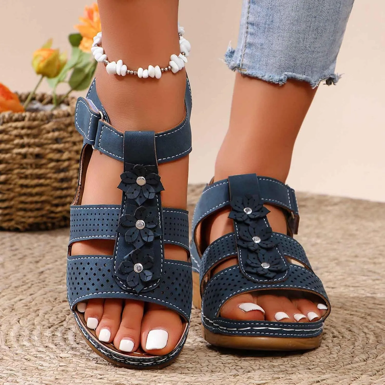 Women's Comfortable Wedge Sandals Breathable Slip On Platform Sandals for Summer Spring Fall Casual Walking Outdoor