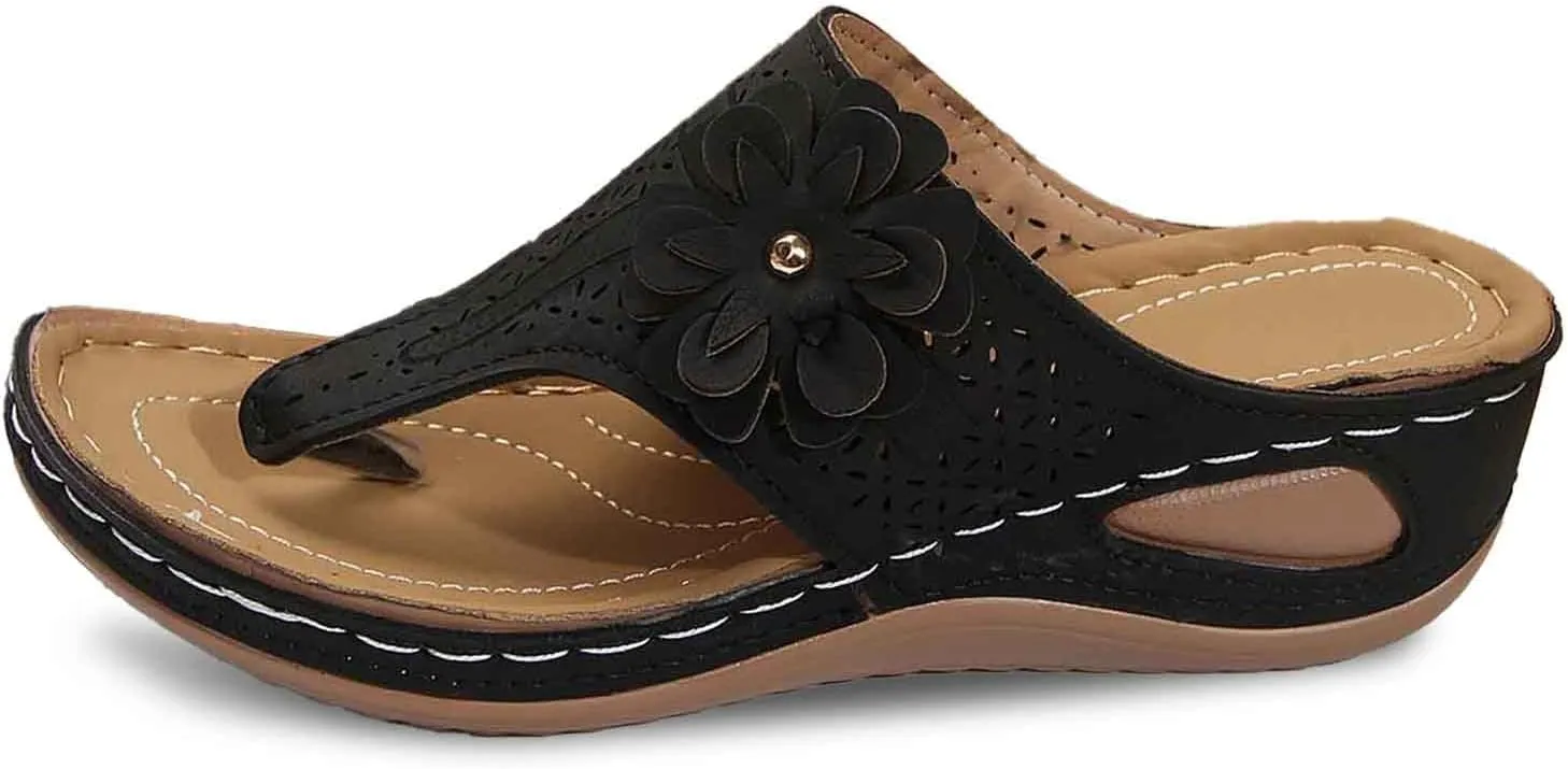 Women's Comfortable Wedge Sandals Open Toe Flip Flops Casual Walking Shoes with Arch Support for Summer Spring
