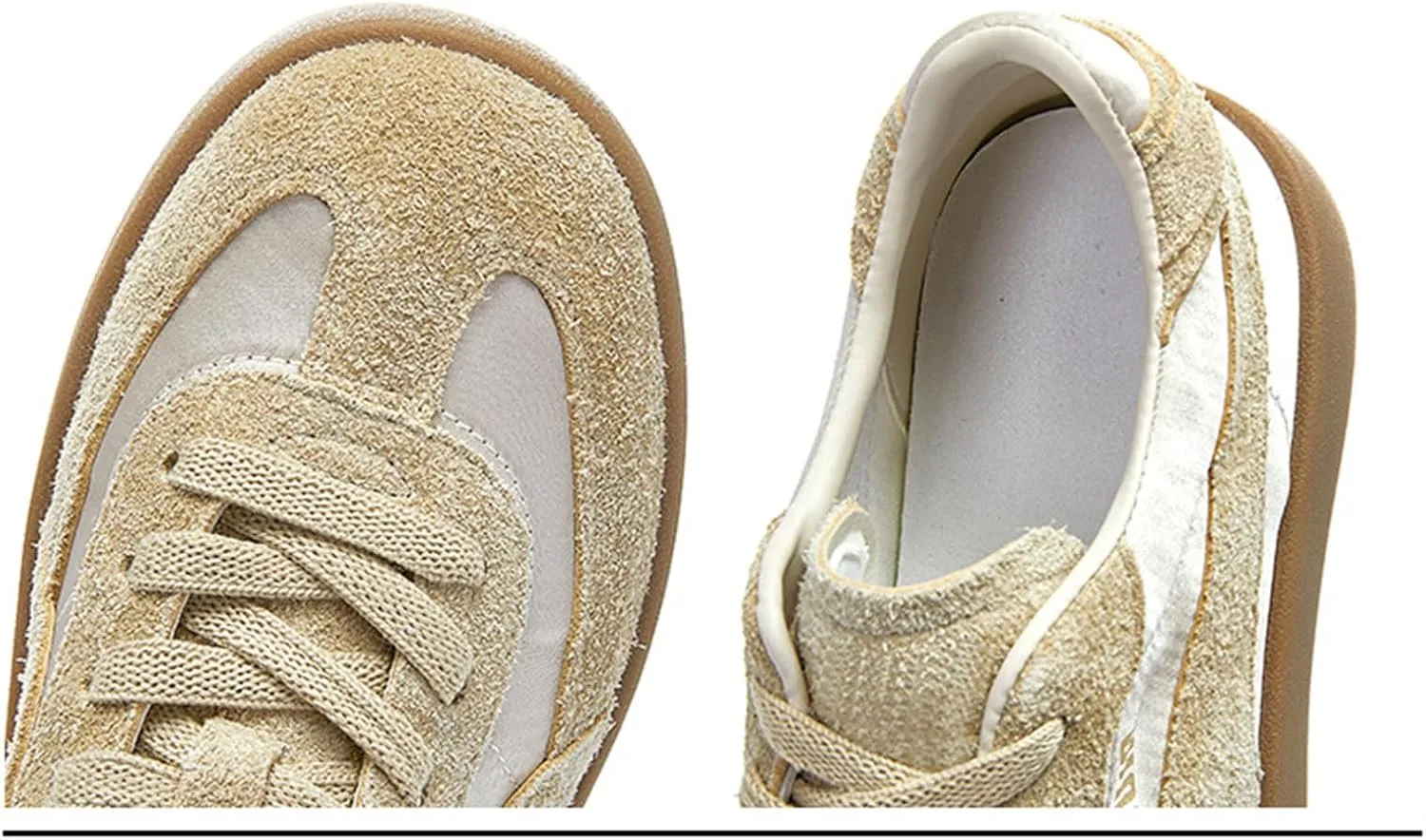 Women's Fashion Platform Trainers Casual Lace-Up Flats Spring Sneakers - Breathable White Sneakers for Spring Season