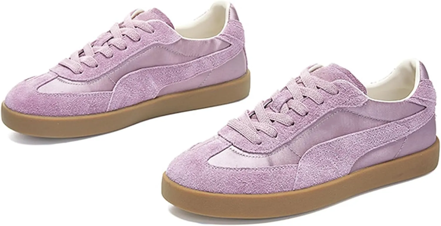 Women's Fashion Platform Trainers Casual Lace-Up Flats Spring Sneakers - Breathable White Sneakers for Spring Season