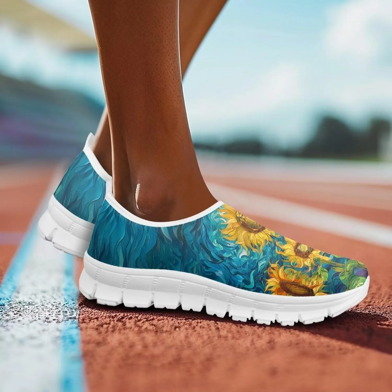 Women's Fashion Sneakers Lightweight Walking Casual Slip Ons Comfortable Flower Print Athletic Travel Shoes