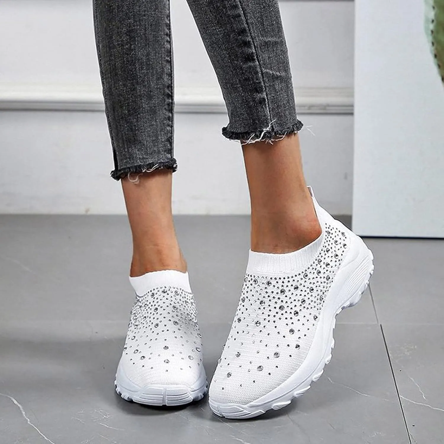 Women's Fashion Sport Breathable Mesh Platform Sneakers Slip On Tennis Shoes Women Size 11 Workout Shoes for Women Gym Arch Support Women's Sneakers Size 8 Slip On Fall Shoes for Women 2023 Slip Ons