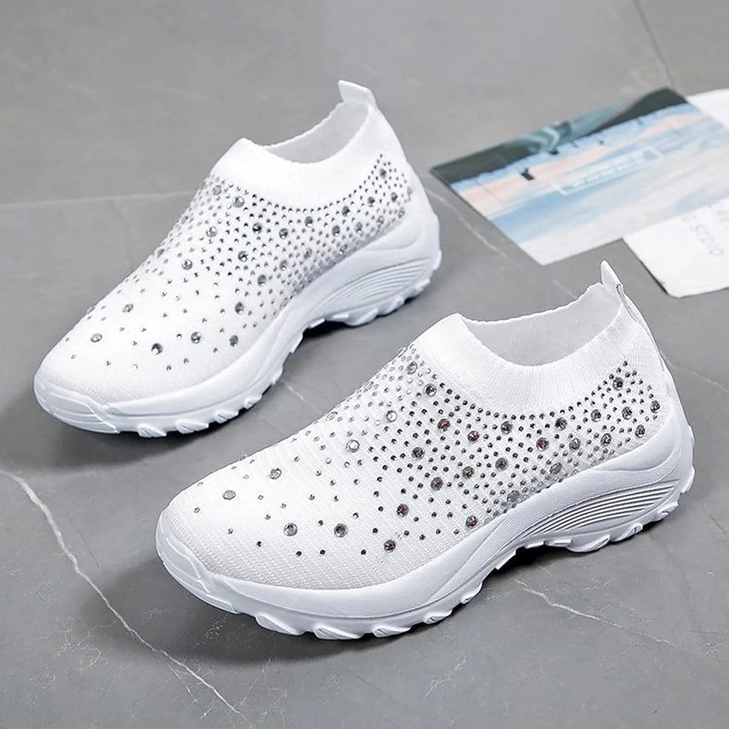 Women's Fashion Sport Breathable Mesh Platform Sneakers Slip On Tennis Shoes Women Size 11 Workout Shoes for Women Gym Arch Support Women's Sneakers Size 8 Slip On Fall Shoes for Women 2023 Slip Ons