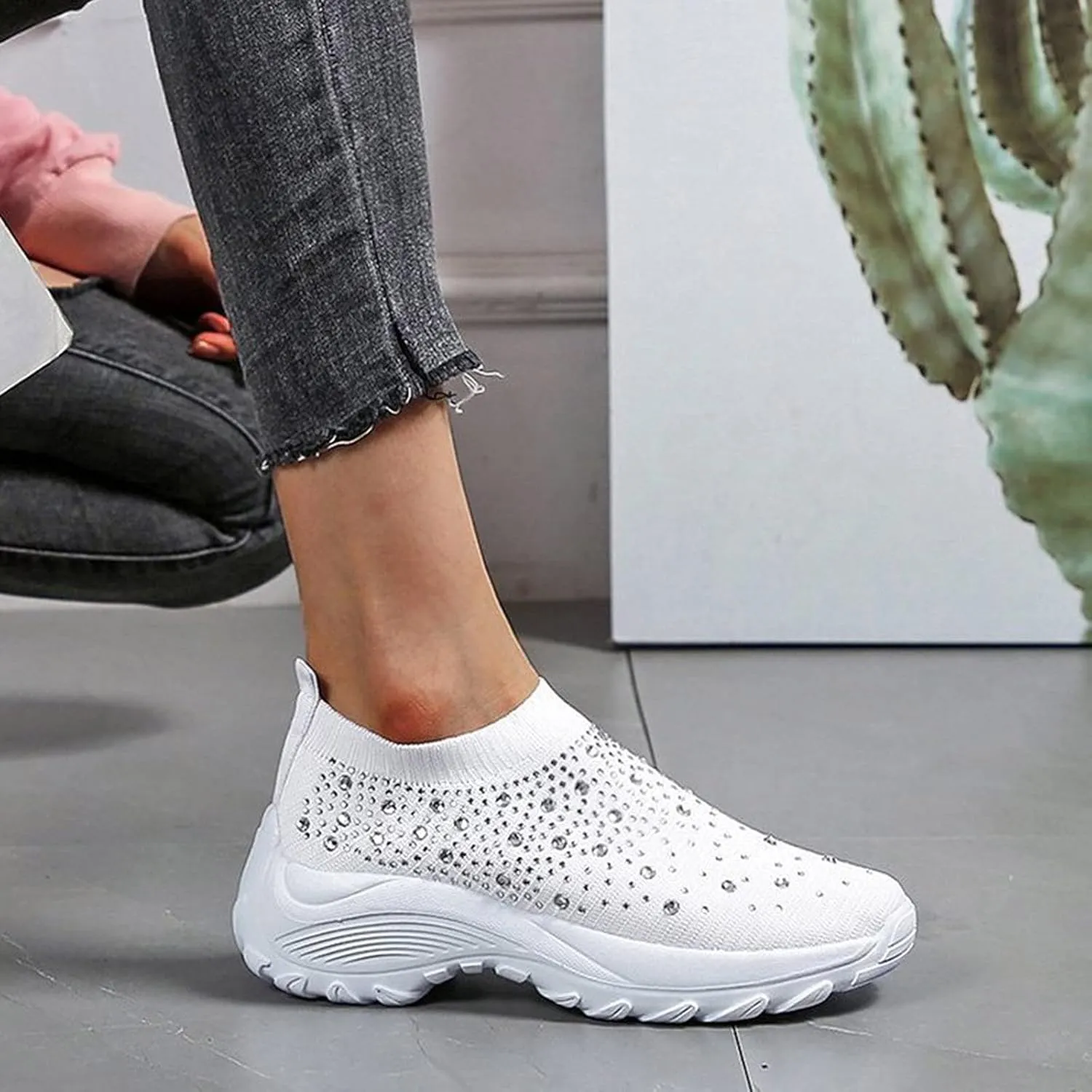 Women's Fashion Sport Breathable Mesh Platform Sneakers Slip On Tennis Shoes Women Size 11 Workout Shoes for Women Gym Arch Support Women's Sneakers Size 8 Slip On Fall Shoes for Women 2023 Slip Ons