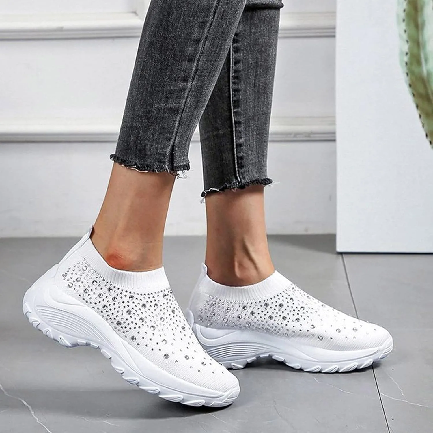 Women's Fashion Sport Breathable Mesh Platform Sneakers Slip On Tennis Shoes Women Size 11 Workout Shoes for Women Gym Arch Support Women's Sneakers Size 8 Slip On Fall Shoes for Women 2023 Slip Ons