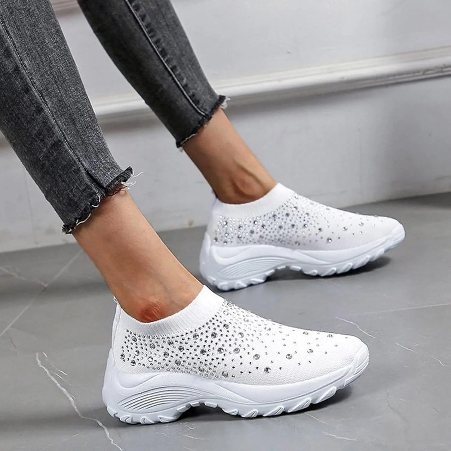 Women's Fashion Sport Breathable Mesh Platform Sneakers Slip On Tennis Shoes Women Size 11 Workout Shoes for Women Gym Arch Support Women's Sneakers Size 8 Slip On Fall Shoes for Women 2023 Slip Ons