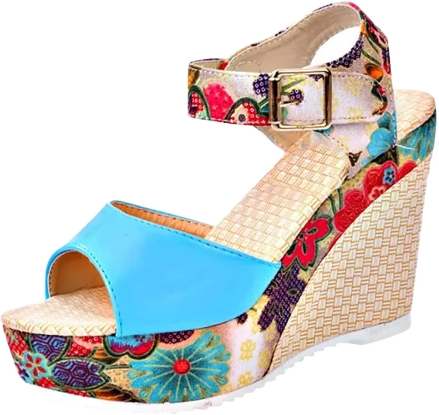 Women's High Wedge Heels Summer Dressy Platform Sandals Print Open Toe Slingback Ankle Strap Adjustable Espadrille Wedges Sandal Elegant Wedding Comfortable Fishmouth Shoes Trendy Going Out Sandals