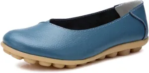 Women's Leather Flats Shoes Slip-Ons Casual Walking Driving Loafers