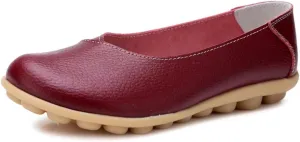 Women's Leather Flats Shoes Slip-Ons Casual Walking Driving Loafers