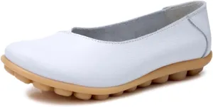 Women's Leather Flats Shoes Slip-Ons Casual Walking Driving Loafers