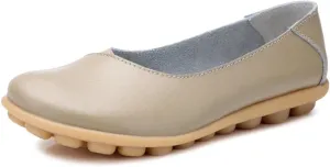 Women's Leather Flats Shoes Slip-Ons Casual Walking Driving Loafers