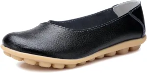 Women's Leather Flats Shoes Slip-Ons Casual Walking Driving Loafers