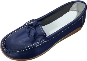 Women's Leather Flats Shoes Slip-Ons Casual Walking Loafers Breathable Driving Flats Shoes Orthopedic Loafers