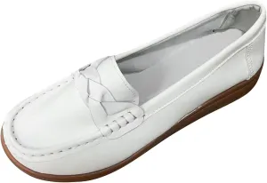 Women's Leather Flats Shoes Slip-Ons Casual Walking Loafers Breathable Driving Flats Shoes Orthopedic Loafers