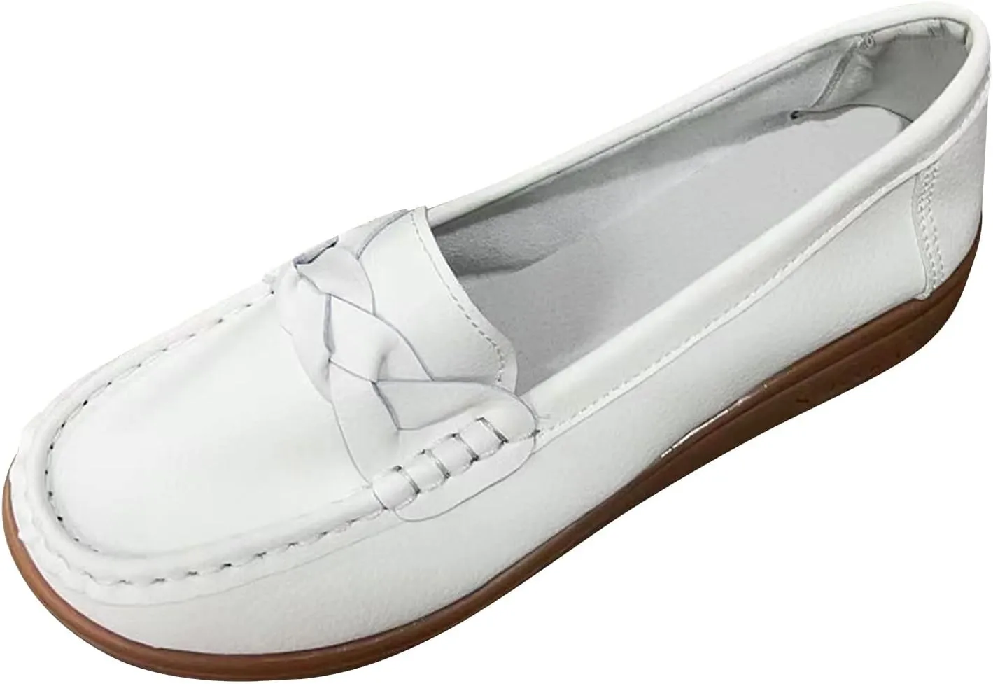 Women's Leather Flats Shoes Slip-Ons Casual Walking Loafers Breathable Driving Flats Shoes Orthopedic Loafers
