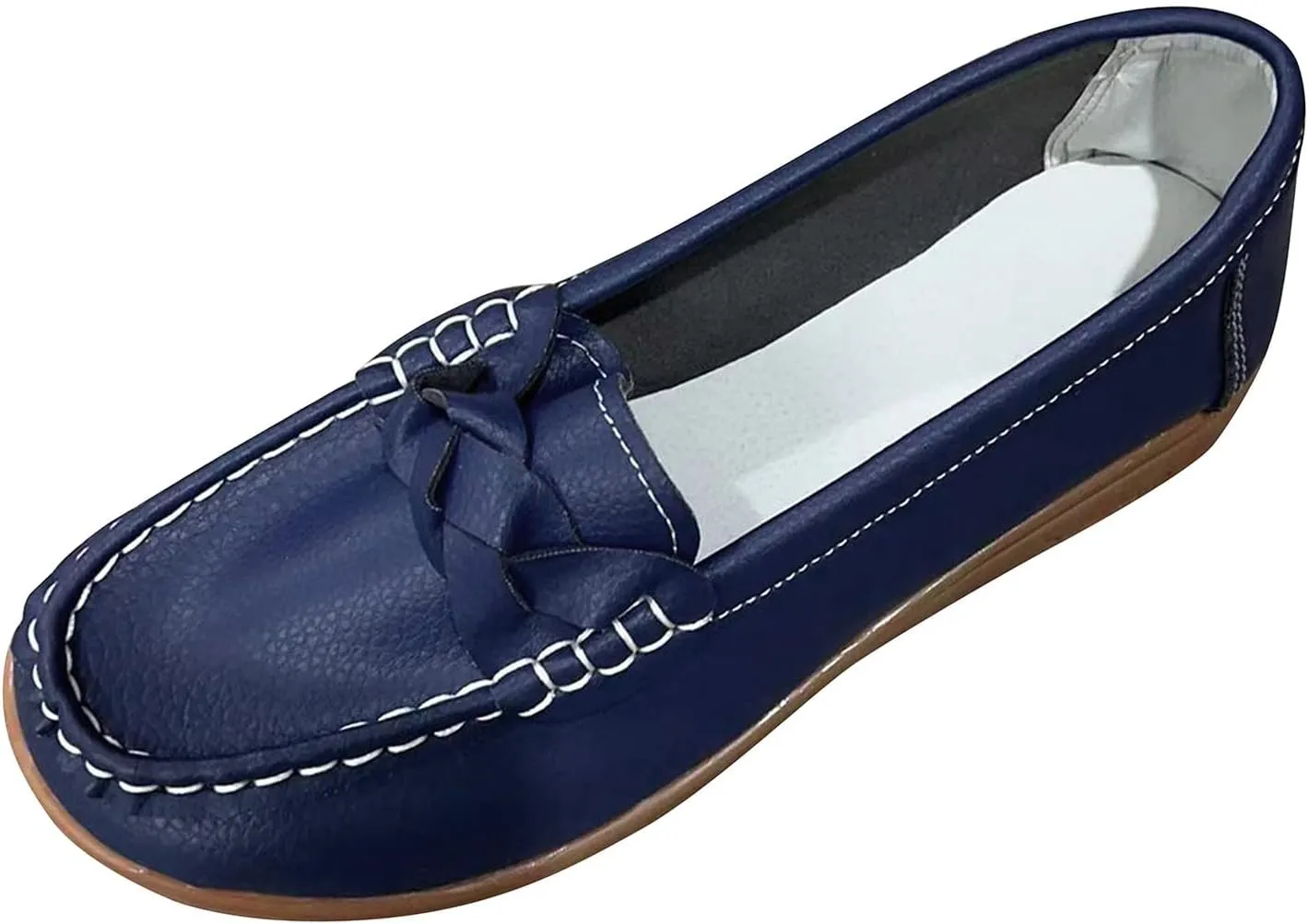 Women's Leather Flats Shoes Slip-Ons Casual Walking Loafers Breathable Driving Flats Shoes Orthopedic Loafers