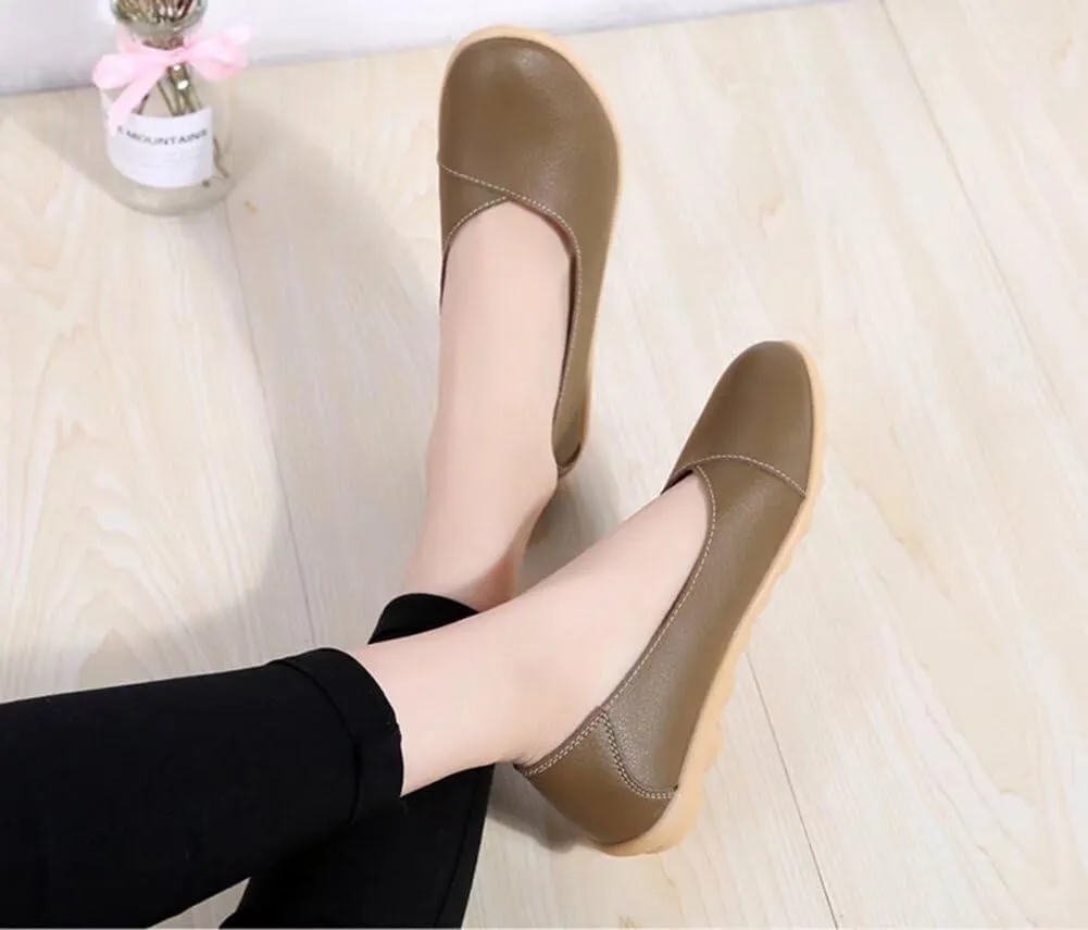 Women's Leather Shoes Loafers Slip-Ons Flats Casual Walking Driving
