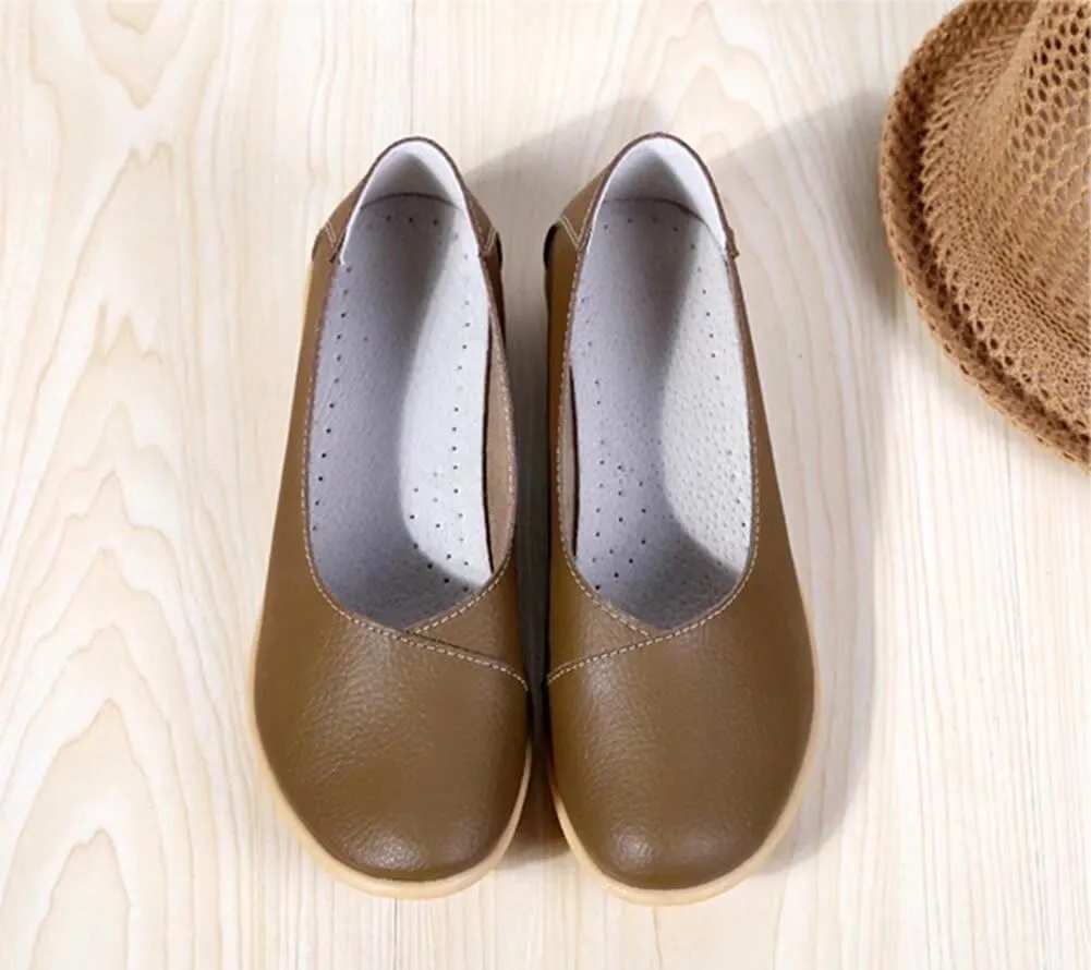 Women's Leather Shoes Loafers Slip-Ons Flats Casual Walking Driving