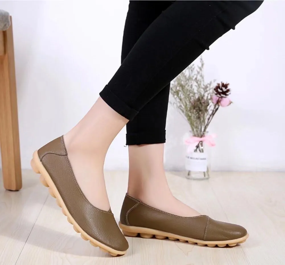 Women's Leather Shoes Loafers Slip-Ons Flats Casual Walking Driving