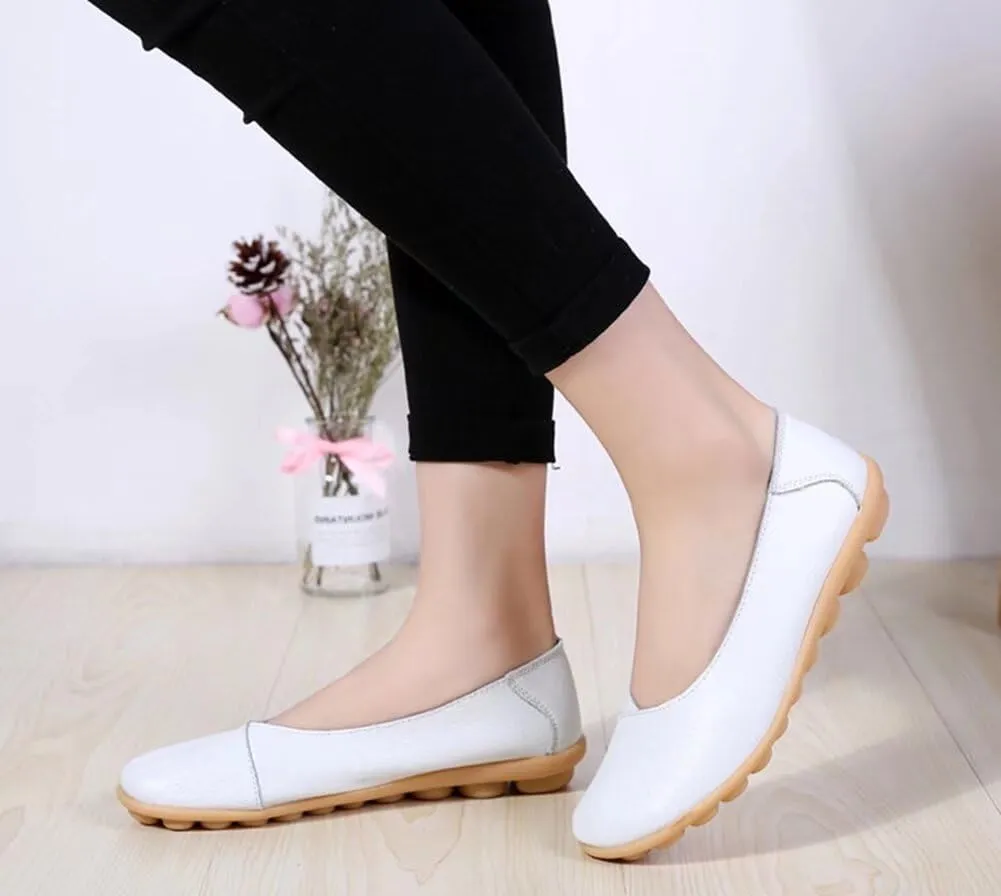 Women's Leather Shoes Loafers Slip-Ons Flats Casual Walking Driving