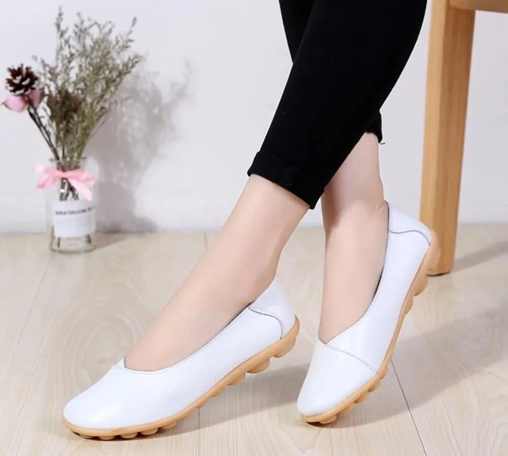 Women's Leather Shoes Loafers Slip-Ons Flats Casual Walking Driving