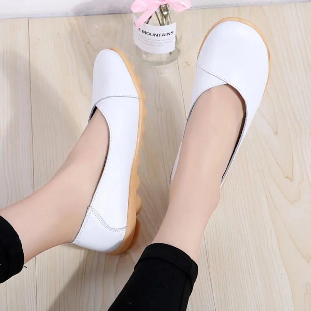 Women's Leather Shoes Loafers Slip-Ons Flats Casual Walking Driving