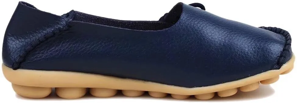 Women's Leather Slipper Loafers Flat Shoes Slip-Ons