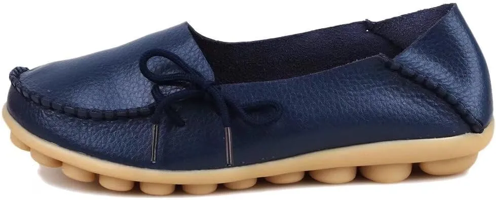 Women's Leather Slipper Loafers Flat Shoes Slip-Ons