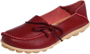Women's Leather Slipper Loafers Flat Shoes Slip-Ons