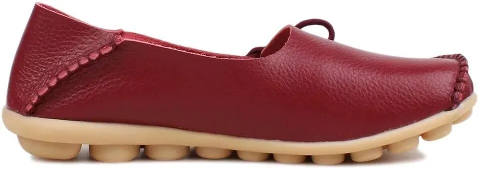 Women's Leather Slipper Loafers Flat Shoes Slip-Ons