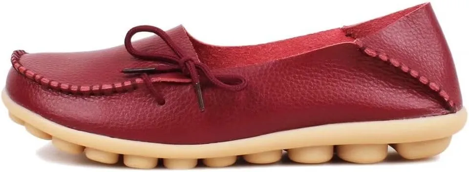 Women's Leather Slipper Loafers Flat Shoes Slip-Ons
