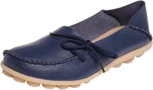 Women's Leather Slipper Loafers Flat Shoes Slip-Ons