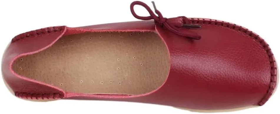 Women's Leather Slipper Loafers Flat Shoes Slip-Ons