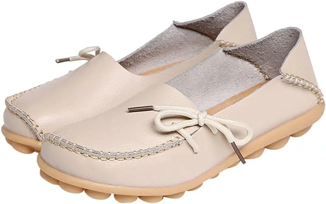 Women's Leather Slipper Loafers Flat Shoes Slip-Ons