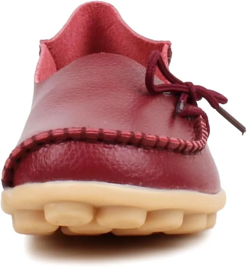 Women's Leather Slipper Loafers Flat Shoes Slip-Ons