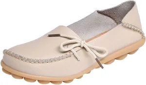 Women's Leather Slipper Loafers Flat Shoes Slip-Ons