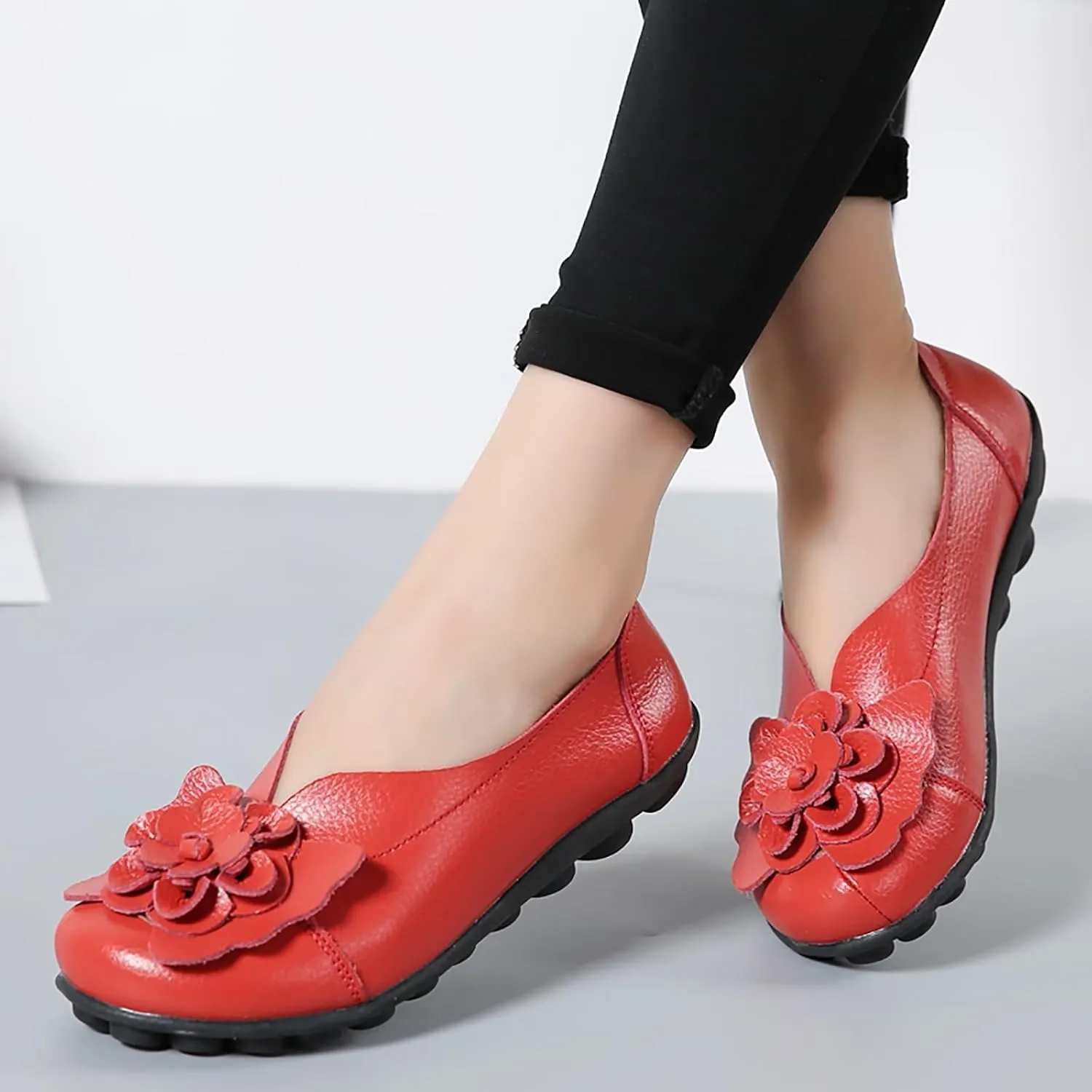 Womens Orthopedic Loafers Summer Comfortable Closed Toe Low Heel Flat Wide Width Flats Breathable Casual Outdoor Shoes Work Dressy Shoe Shopping Standing Shoes