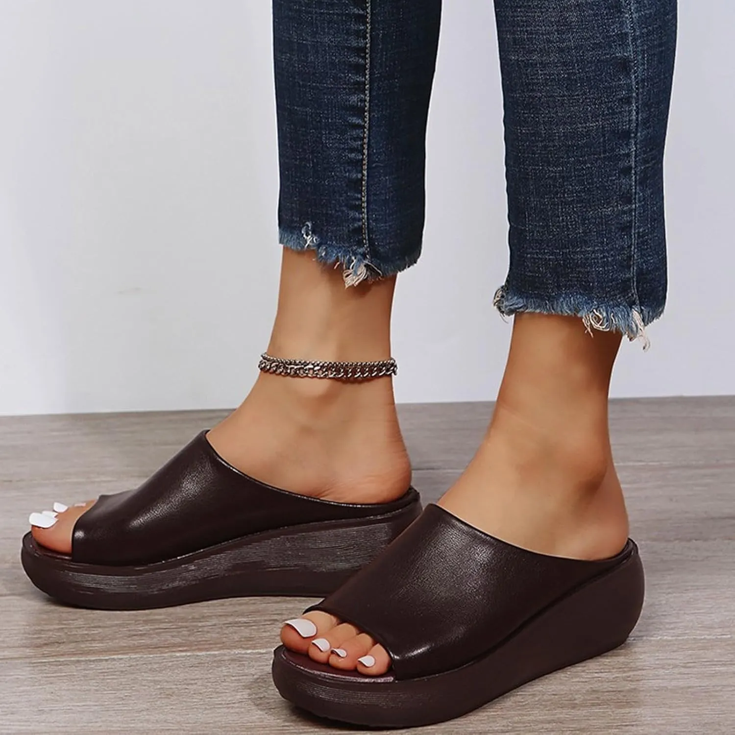 Women's Orthopedic Sandals 2025 Summer Comfortable High Heel Sandal Dressy Platform Arch Support Slippers