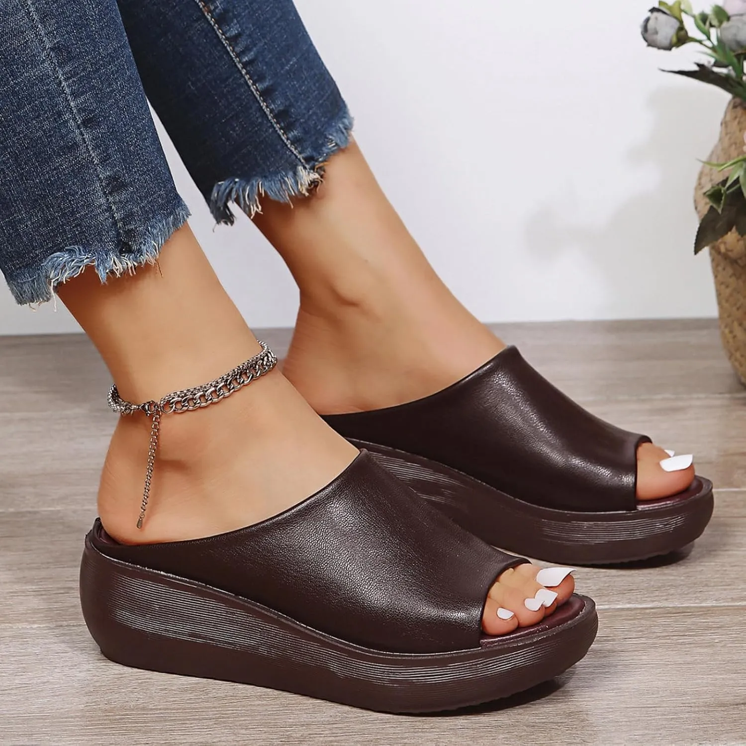 Women's Orthopedic Sandals 2025 Summer Comfortable High Heel Sandal Dressy Platform Arch Support Slippers