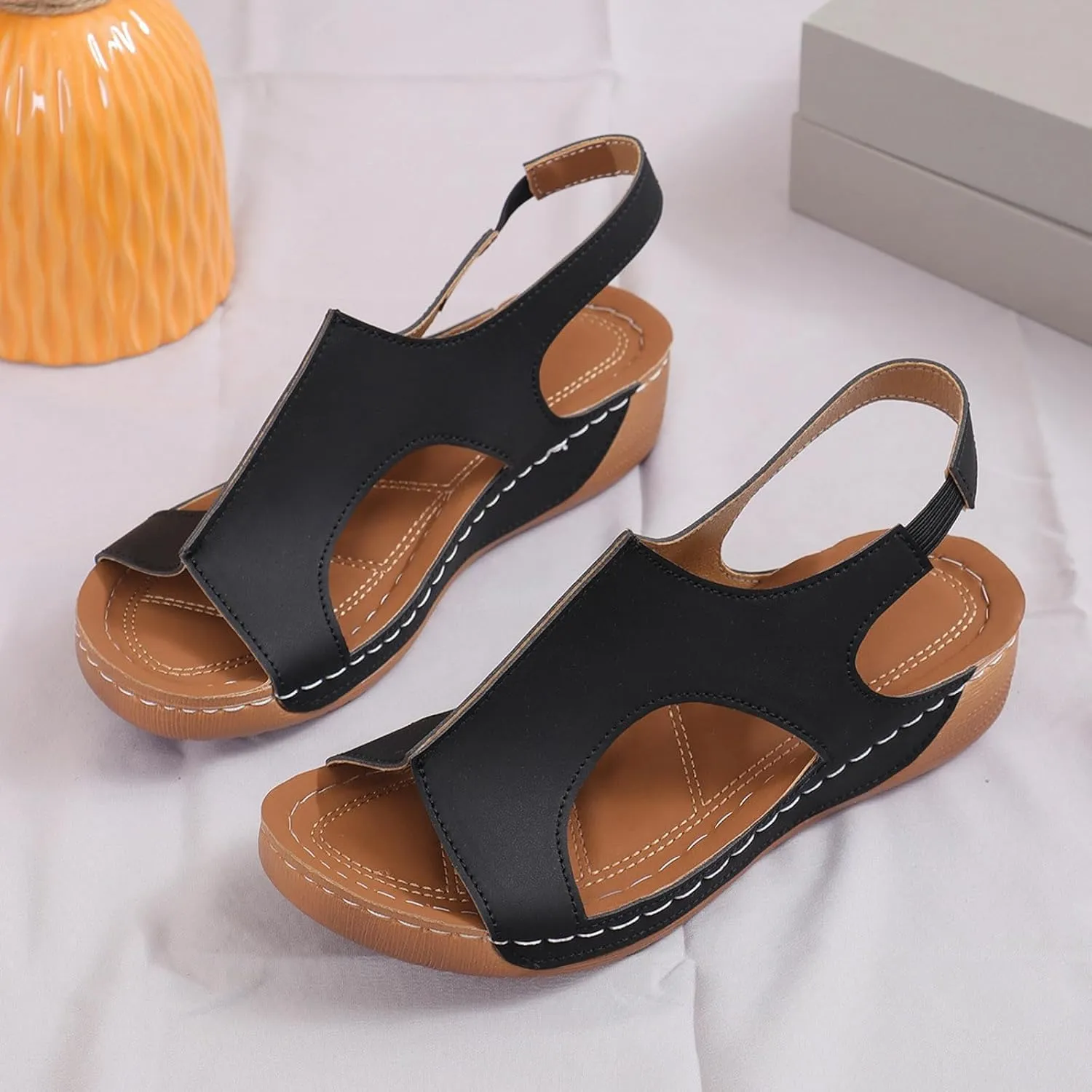 Womens Orthopedic Sandals Comfortable Beach Slippers Ankle Strap Open Toe Platform Wedge Shoe