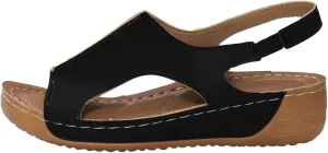 Womens Orthopedic Sandals Comfortable Beach Slippers Ankle Strap Open Toe Platform Wedge Shoe