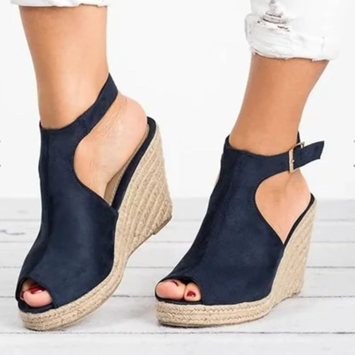 Women's Platform Heels Espadrille Heeled Wedges Orthopedic Sandals Beach Heels Sandal Strappy Slip on Sandals