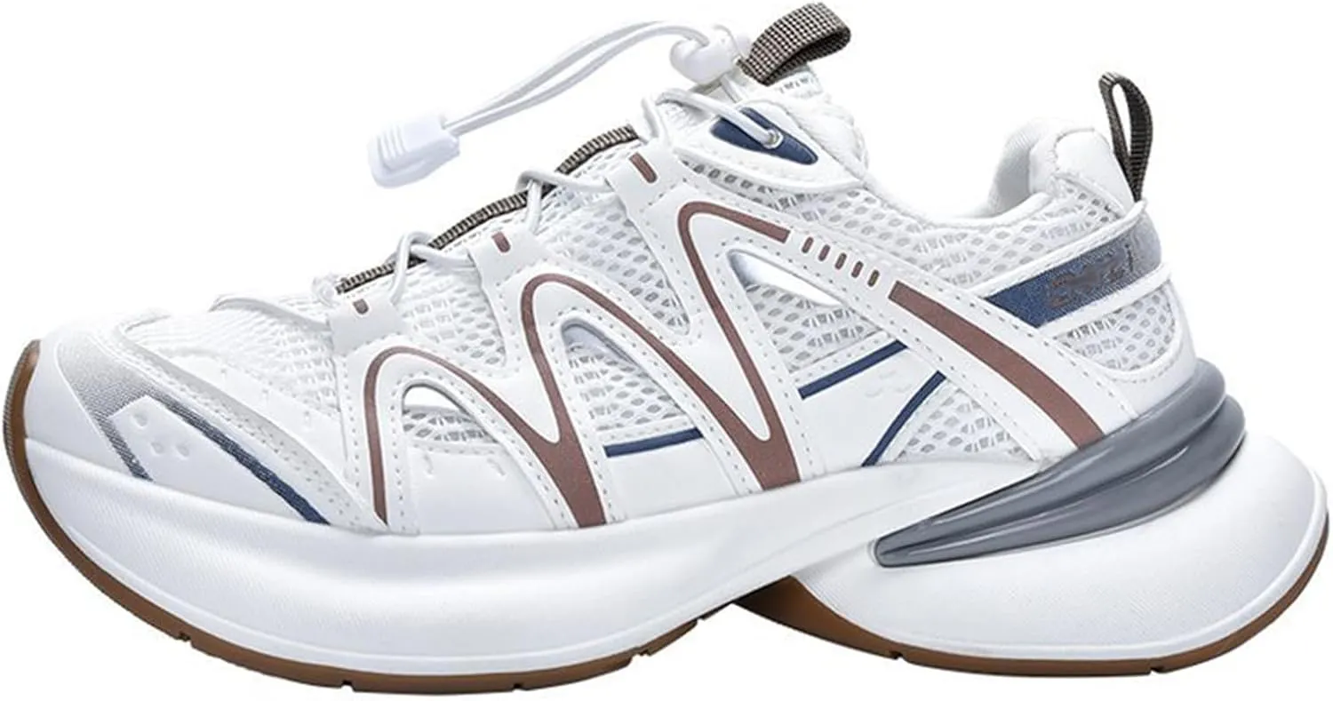 Women's Silver Chunky Sneakers, Spring/Summer Breathable Lightweight Sports Shoes with Platform, Fashionable Lace-Up Dad Trainers