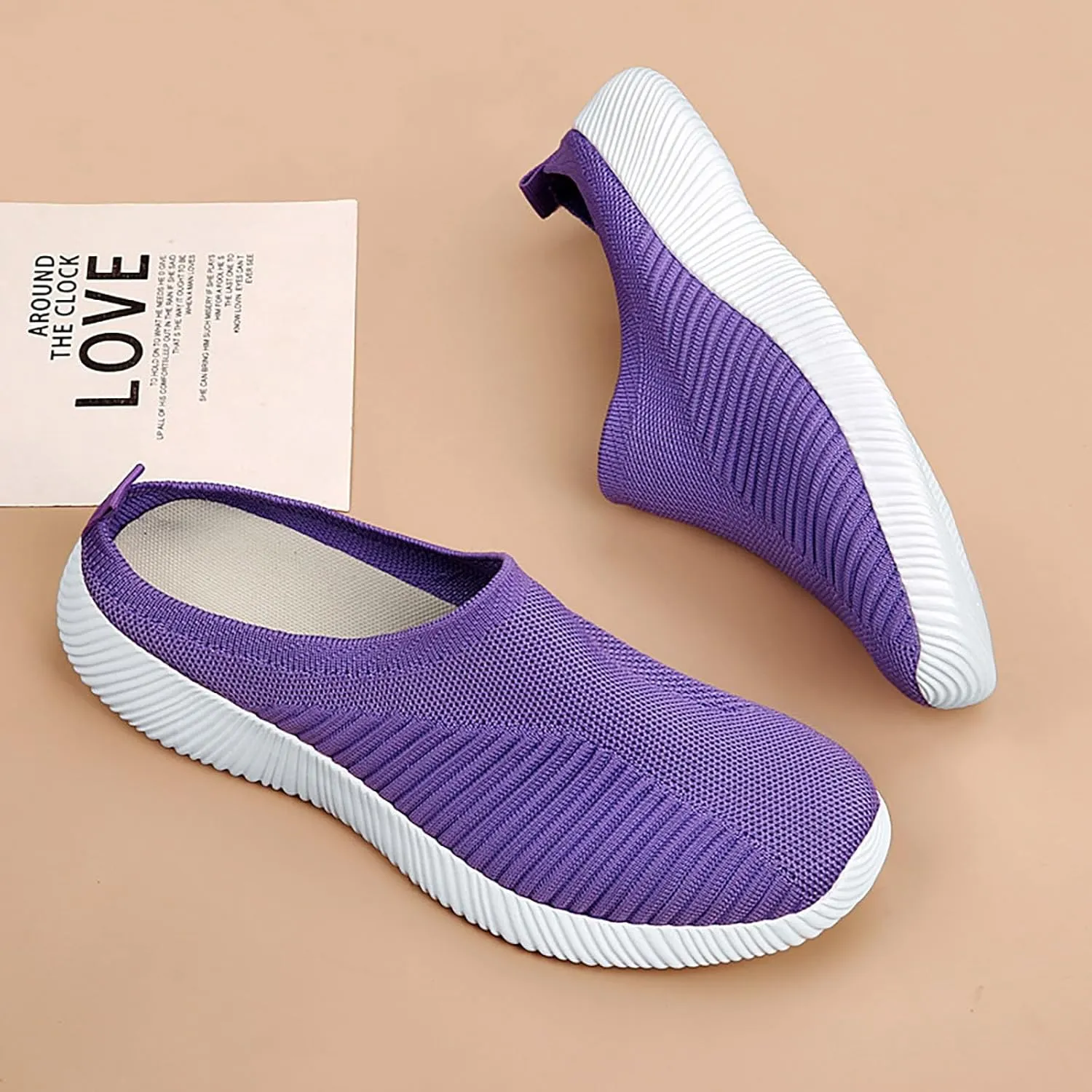 Women's Slip-On Orthopedic Arch Support Backless Non Slip Work Shoes Women Comfortable Men Shoes Casual Men Shoes Sneakers Brown Tennis Shoe Cross Trainer Shoe